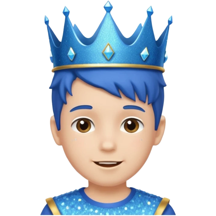 blue Boy happy glitter blue crown emoji