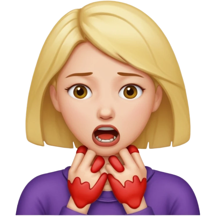 women choking herself emoji