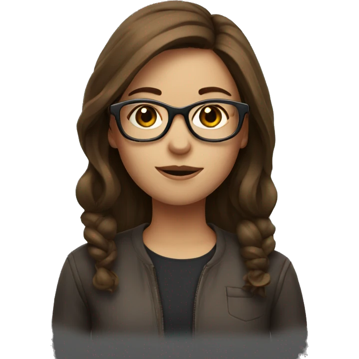 Girl with glasses with brown hair and cigarette emoji