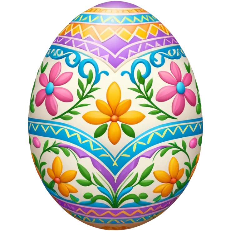 A colorful decorated Easter egg with patterns and designs emoji