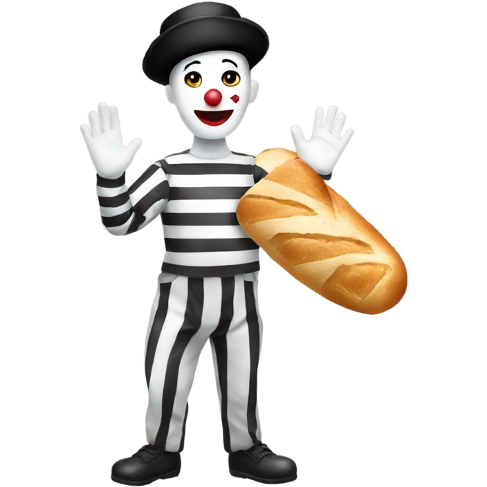 Mime with a baguette emoji