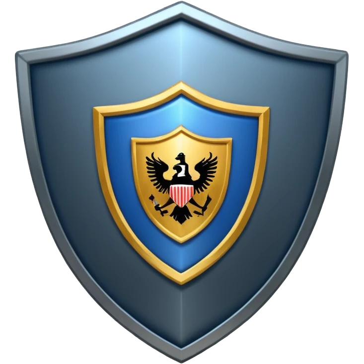 Professional security services logo, featuring a shield and a guard icon. emoji