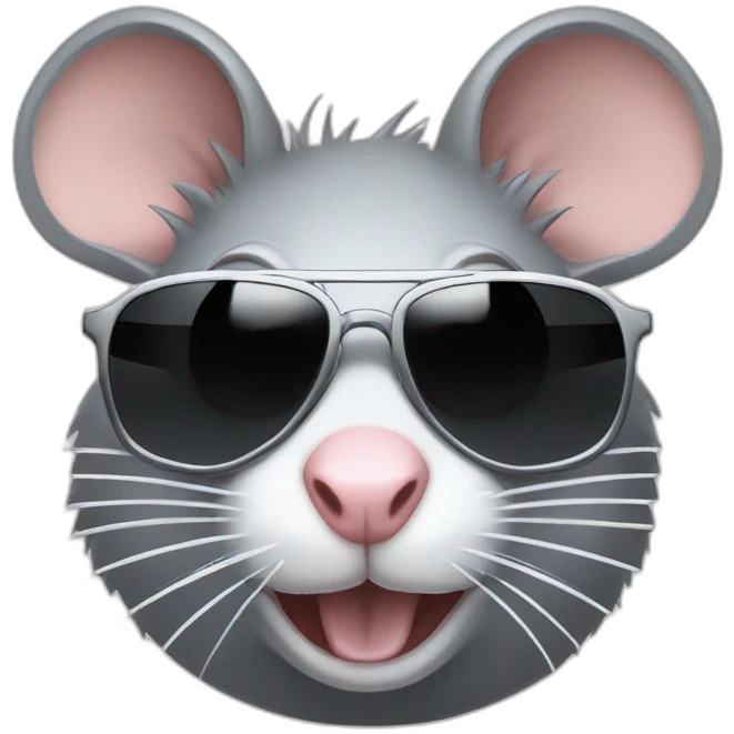 badass rat wearing sunglasses with a small plastic bag of powdered sugar emoji