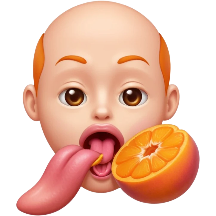 langue qui dépasse d'une bouche humaine ouverte et lèche un abricot emoji