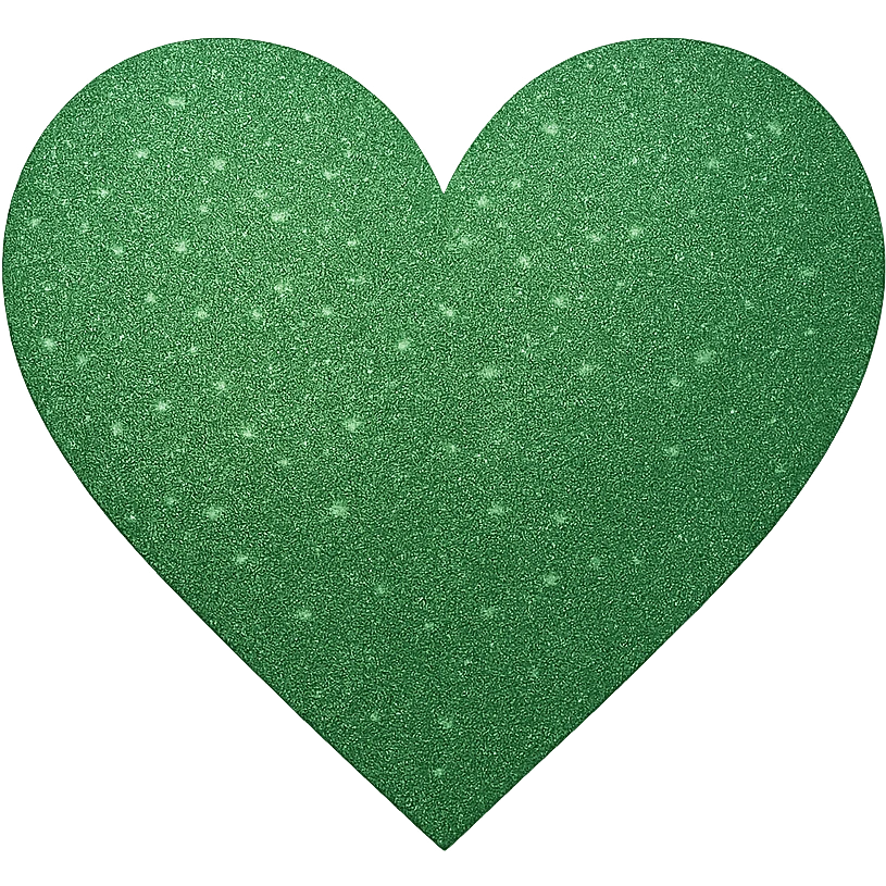 Edit the glittery blue color heart with a subtle gradient and no border to a glittery green color heart with a subtle gradient and no border. Keep the background transparent. Maintain the glittery texture and subtle gradient effect in green emoji