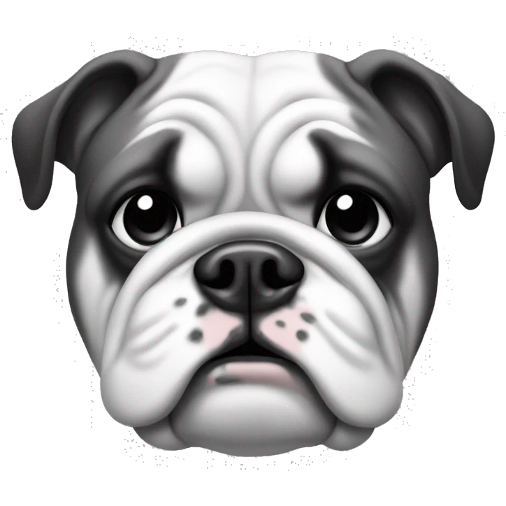 a English bulldog emoji in black and white emoji