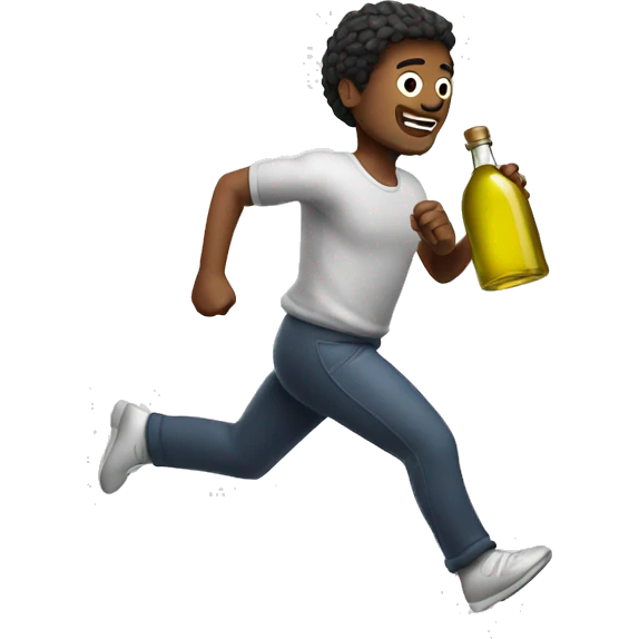 A man running with olive oil bottle emoji