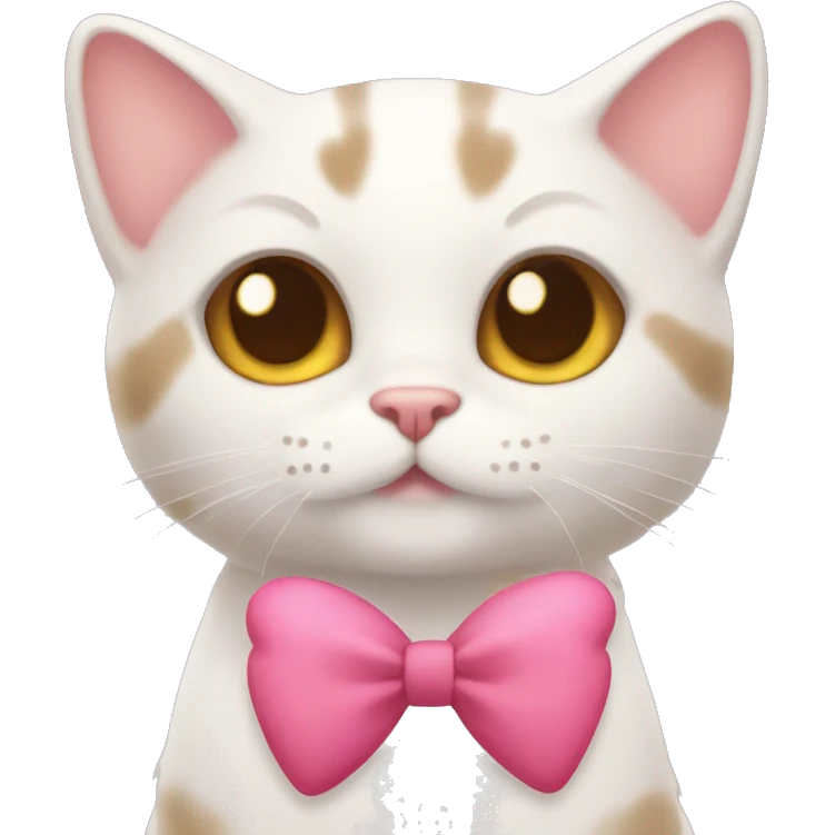 Cute cat with bow and heart-shaped eyes emoji