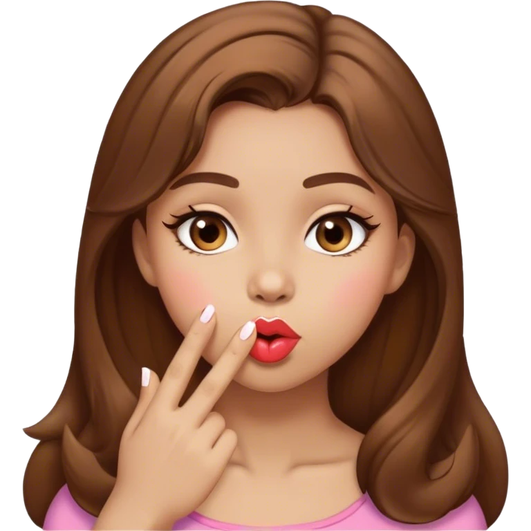 girl brown hair Blowing kisses  emoji