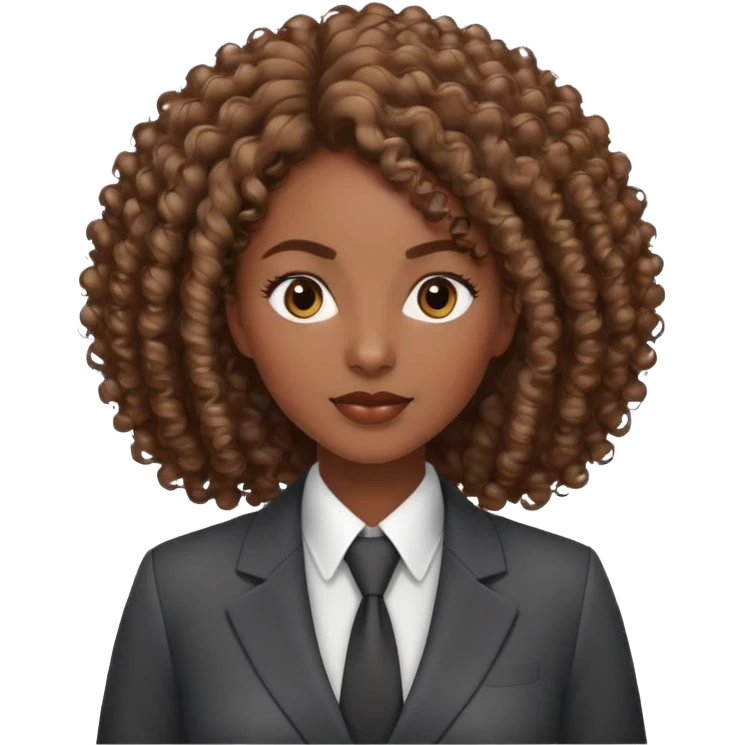 Professional African businesswoman with natural curly hair, wearing business suit, confident expression emoji