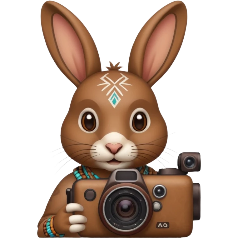 rabit, tribal ethnic ancient rabit with camera emoji