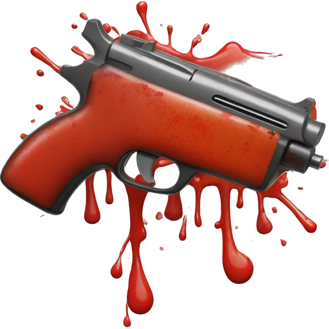 Toy gun with splatters of ketchup on it emoji