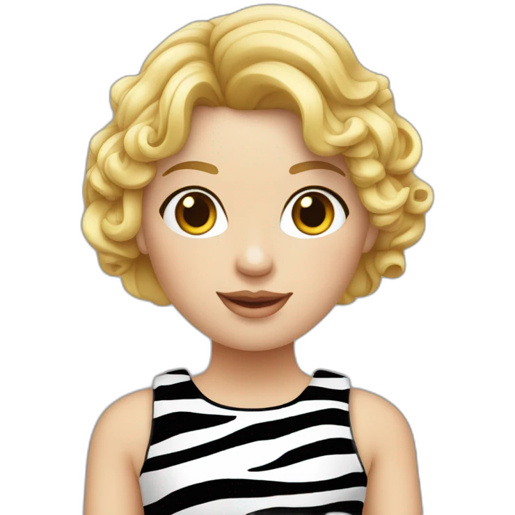 Meisje met krullen en een zebra jurk blond haar emoji