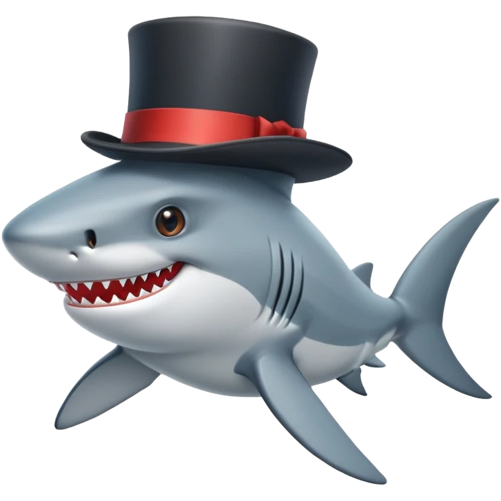 Shark with a top hat emoji