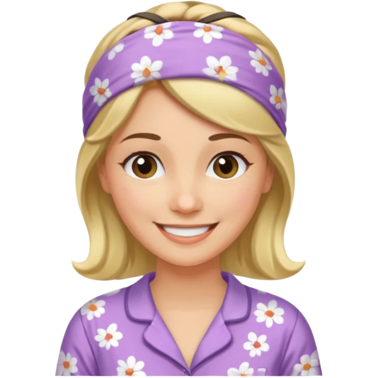 women in pyjamas with headband emoji