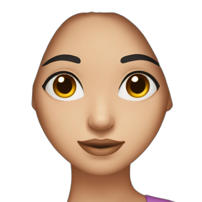 Women with long dark brown hair and long eyelashes dark brown eyes and dark brown eyebrows emoji