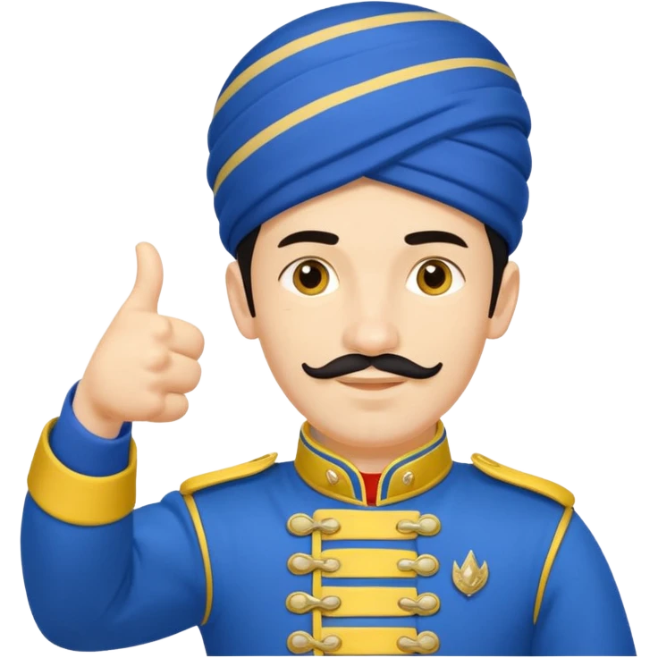 Астраханский казак показывает лайк (Синяя гимнастёрка с желтыми лампасами) emoji