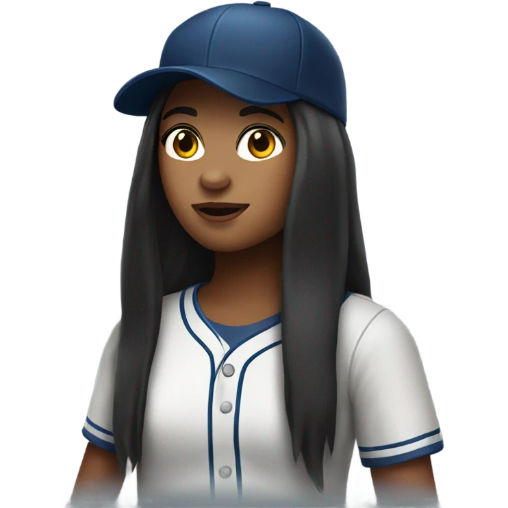 Long dark hair girl with baseball cap  emoji