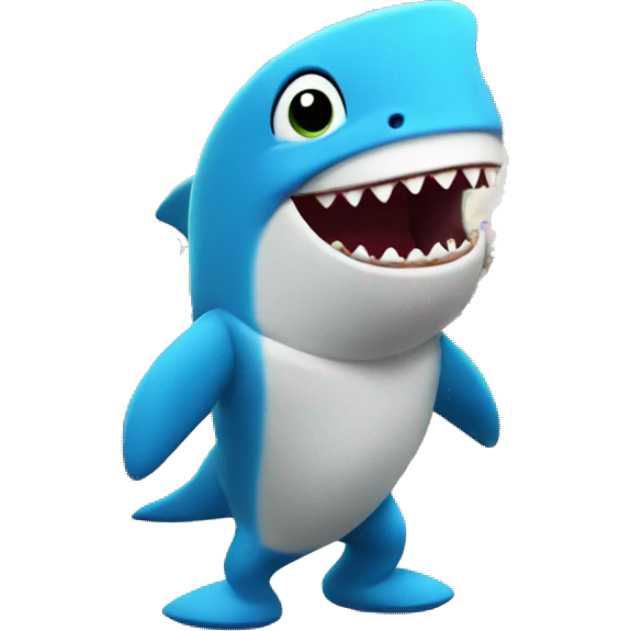 party shark working at a kids party center emoji
