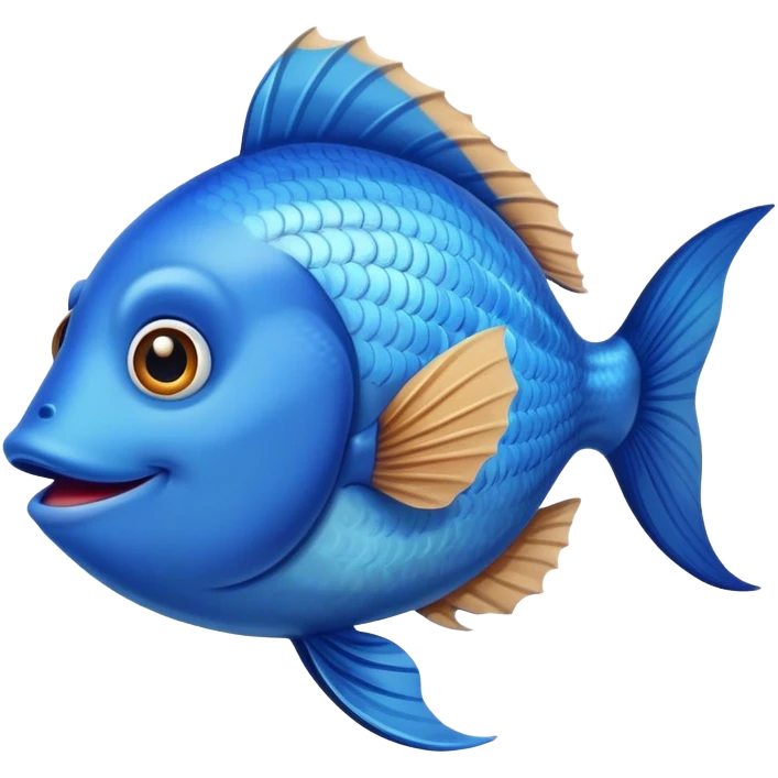 blue happy fish from the left side emoji