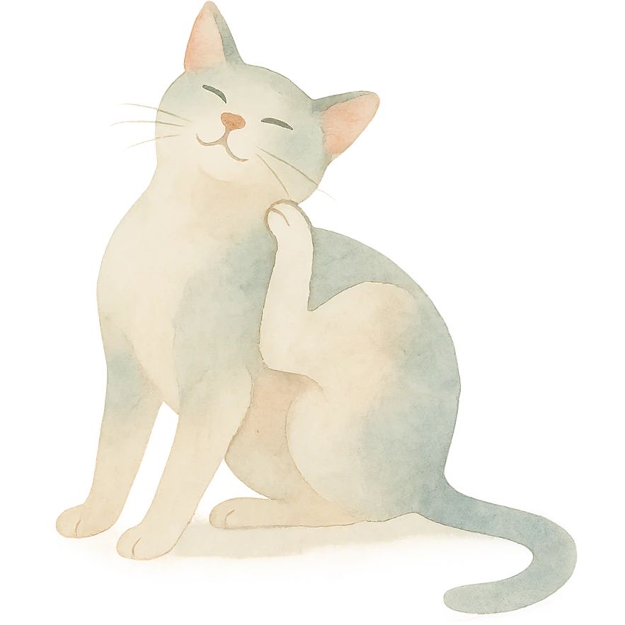 cat scratching its neck, watercolor style emoji