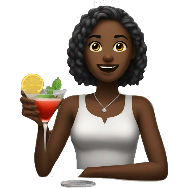 girl enjoying cocktail at bar with broken arm emoji