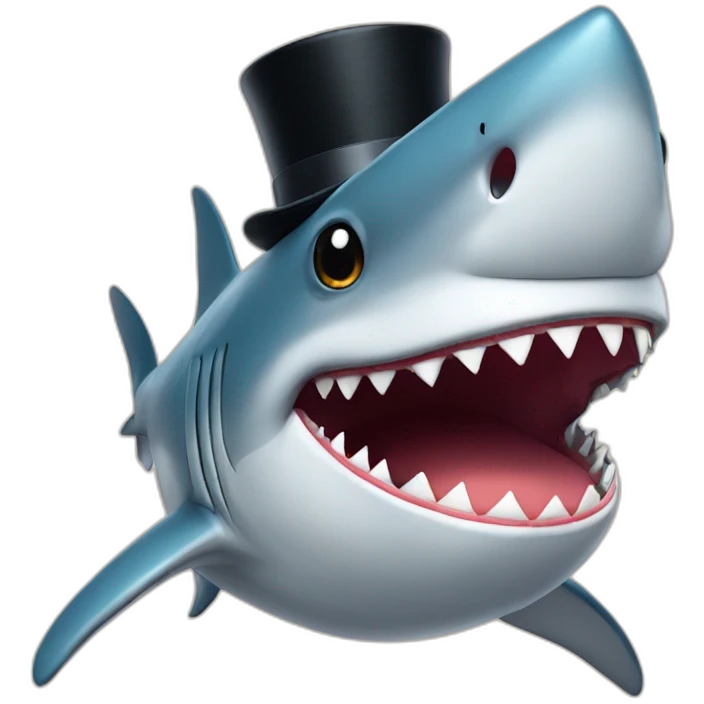 Shark with a top hat emoji