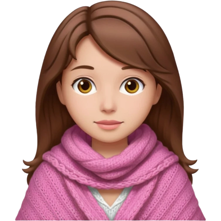 A girl with brown hair wearing a pink shawl emoji