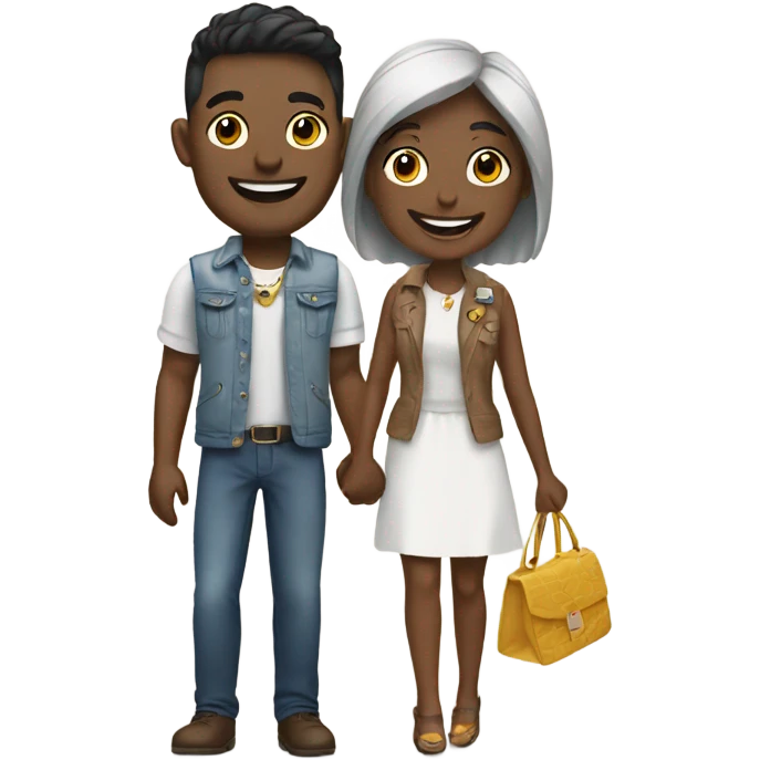 happy couple with accessories emoji