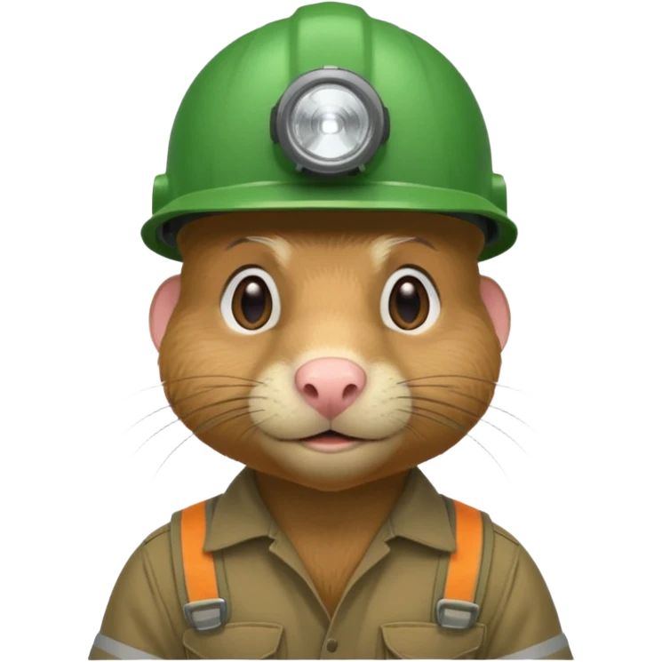 a mole rat, green helmet, headlamp, worker cloth emoji