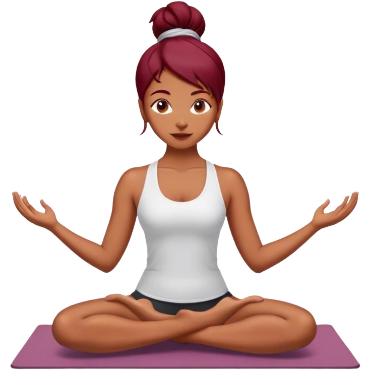 Brown girl with burgundy hair doing yoga pose emoji