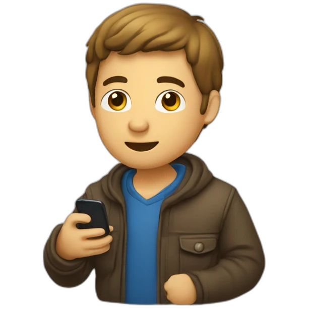 Mon frère sur son téléphone emoji