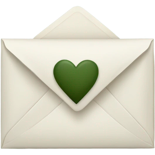 white envelope with a dark khaki green heart emoji