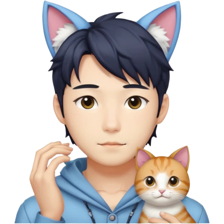 Korean Japanese Handsome Attractive Romantic Shoujo-Anime-style gentleMan with cat ears   emoji