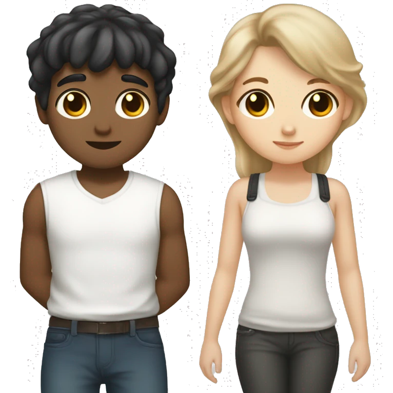 Cuddle lovers white boy with light brown hair and girl with black hair bangs emoji