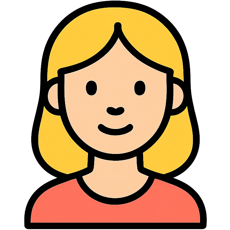 headshot of a blonde haired woman, icon style, color outlined emoji