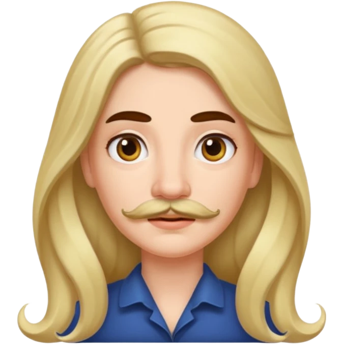 Women lomg hair  with mustache emoji