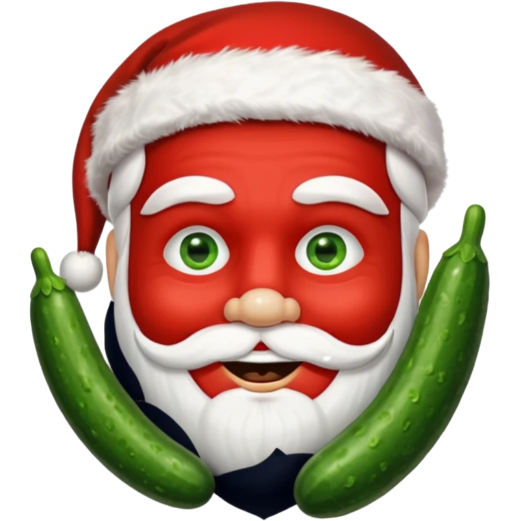 santa with cucumbers on eyes emoji