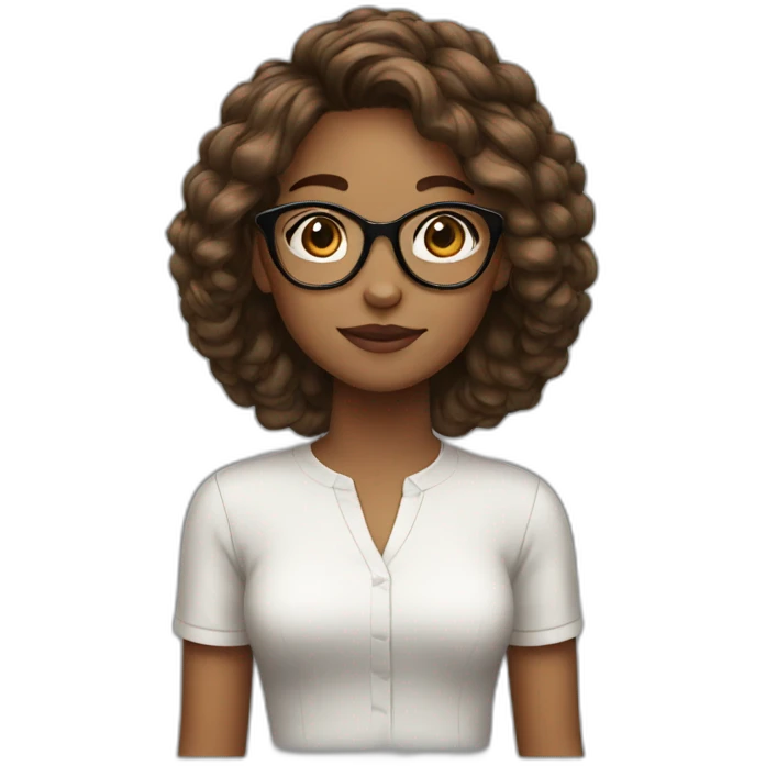 girl with glasses hair brown emoji