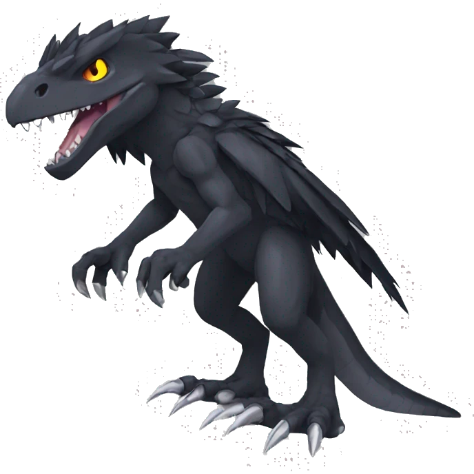  Cool Edgy Black Digimon-Fakemon-Raptor-Reptile full body emoji
