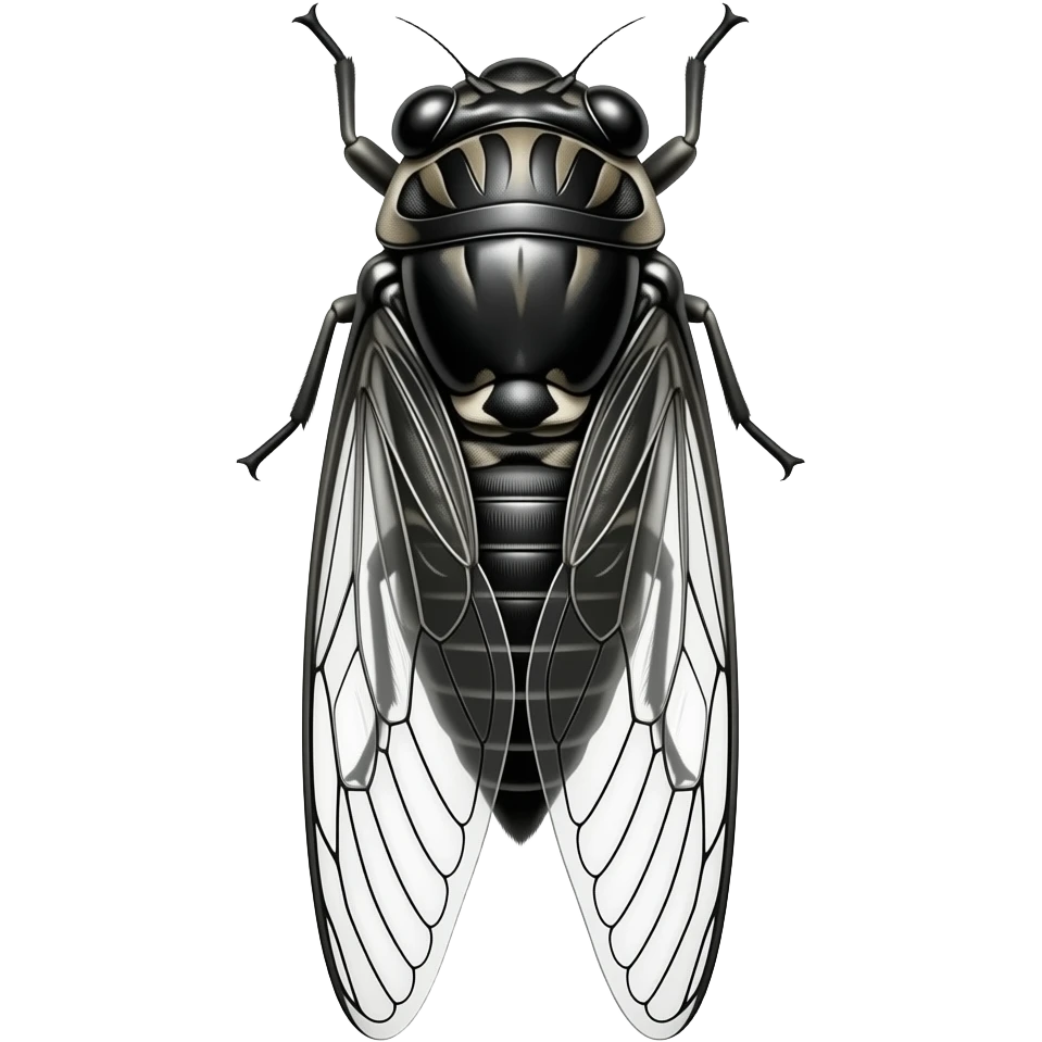 Photonegative of a cicada emoji