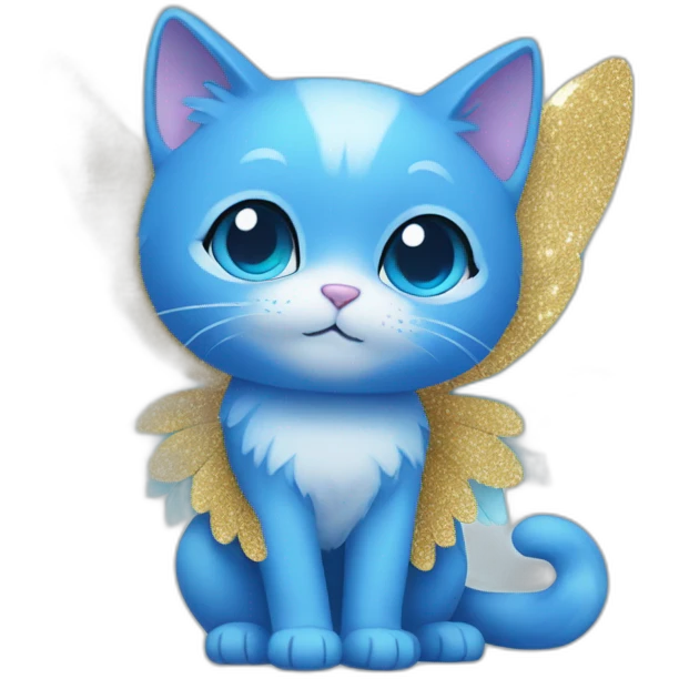 Glitter blue cat with wings emoji