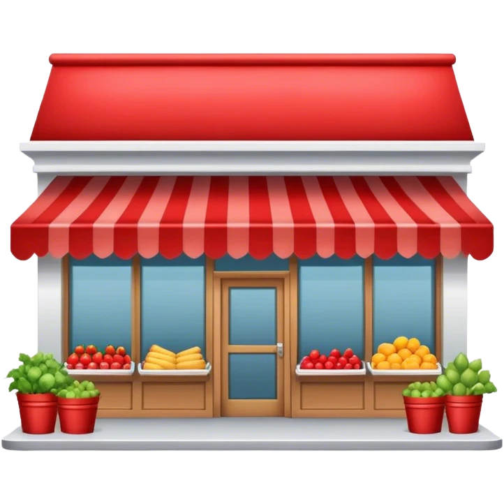a market store, retail shop building with a toldo rojo y blanco emoji