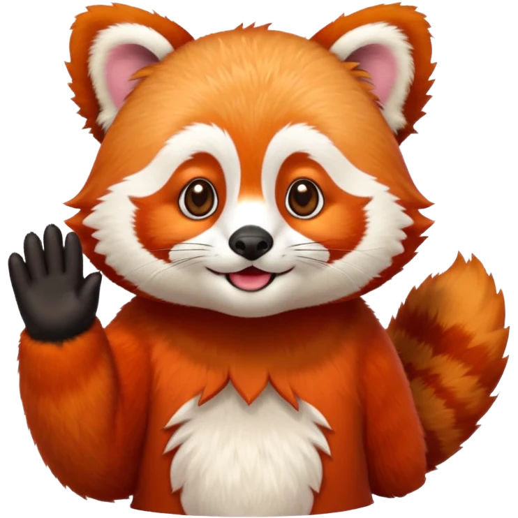 red panda waving and saying hello, friendly expression emoji