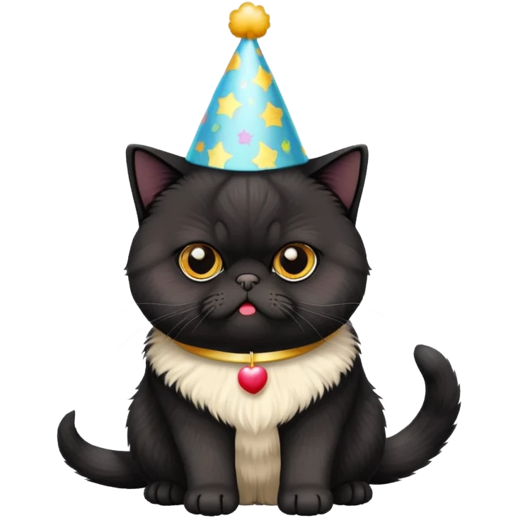 Fully All black exotic shorthair birthday emoji