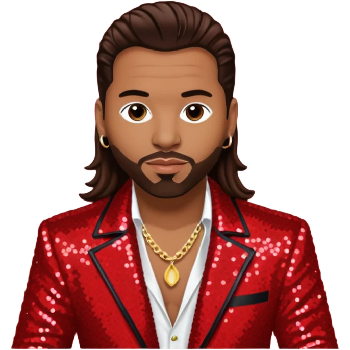 Kevin Thornton, R&B Singer (b. 1969) from Color Me Badd with long dark brown hair, red sequin outfit emoji