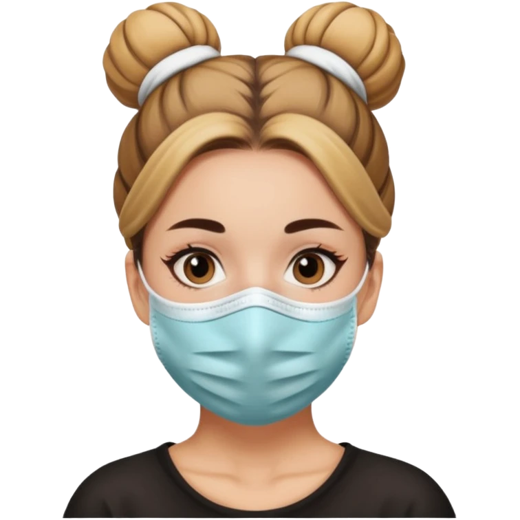 bun haired woman with covid mask emoji