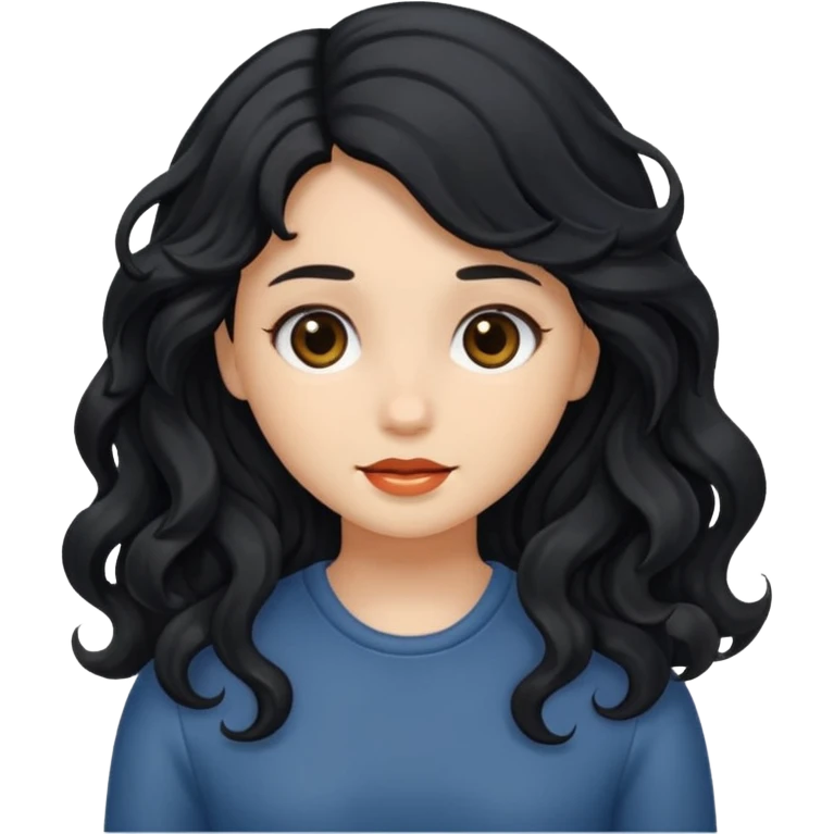Girl with black wavy not so long hair emoji