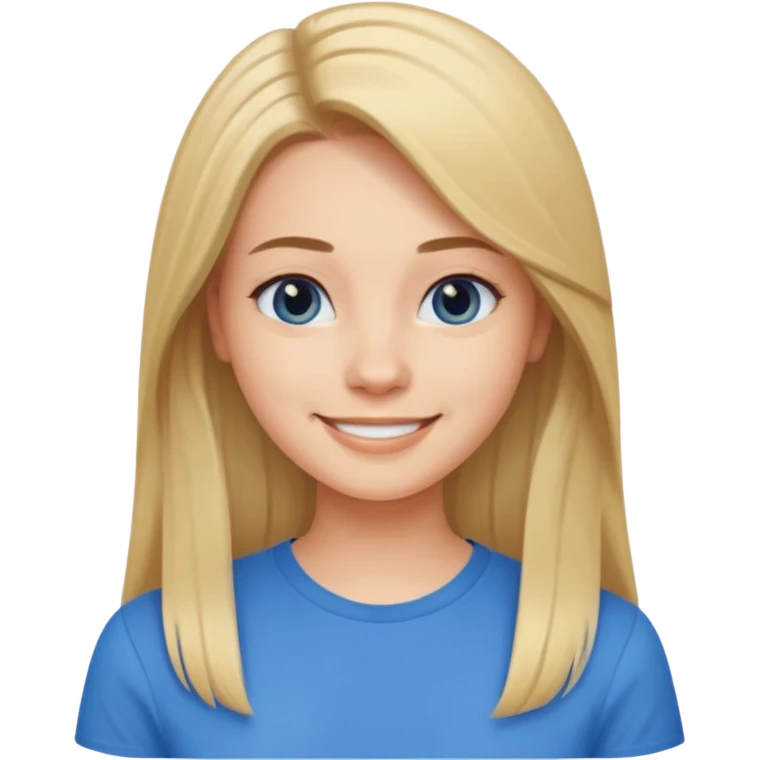 young woman with straight hair with a blue shirt emoji