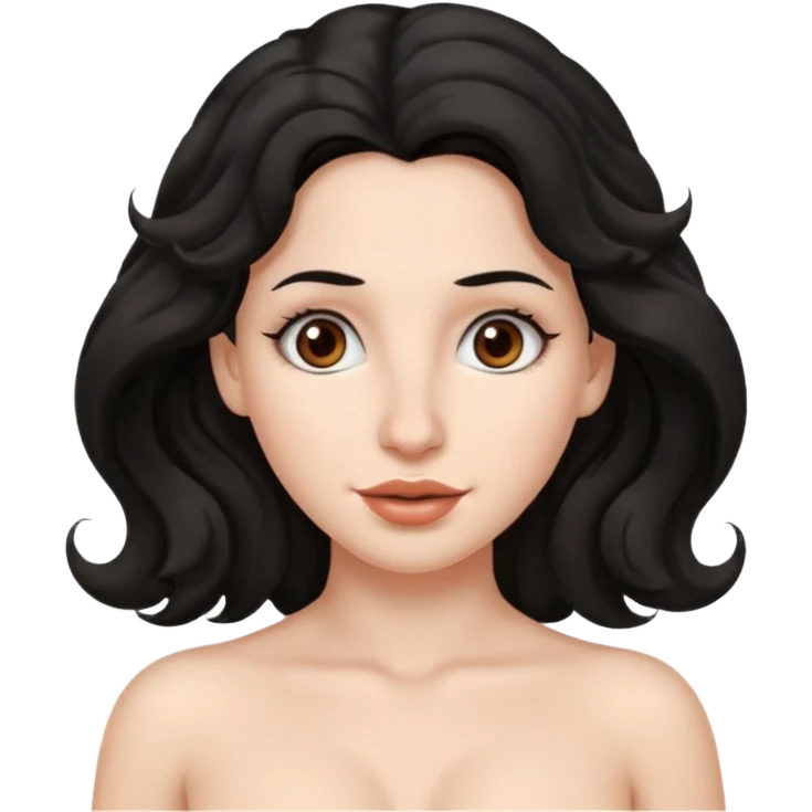 White skin Black wavy hair brown eyes big nose naked big boobs emoji